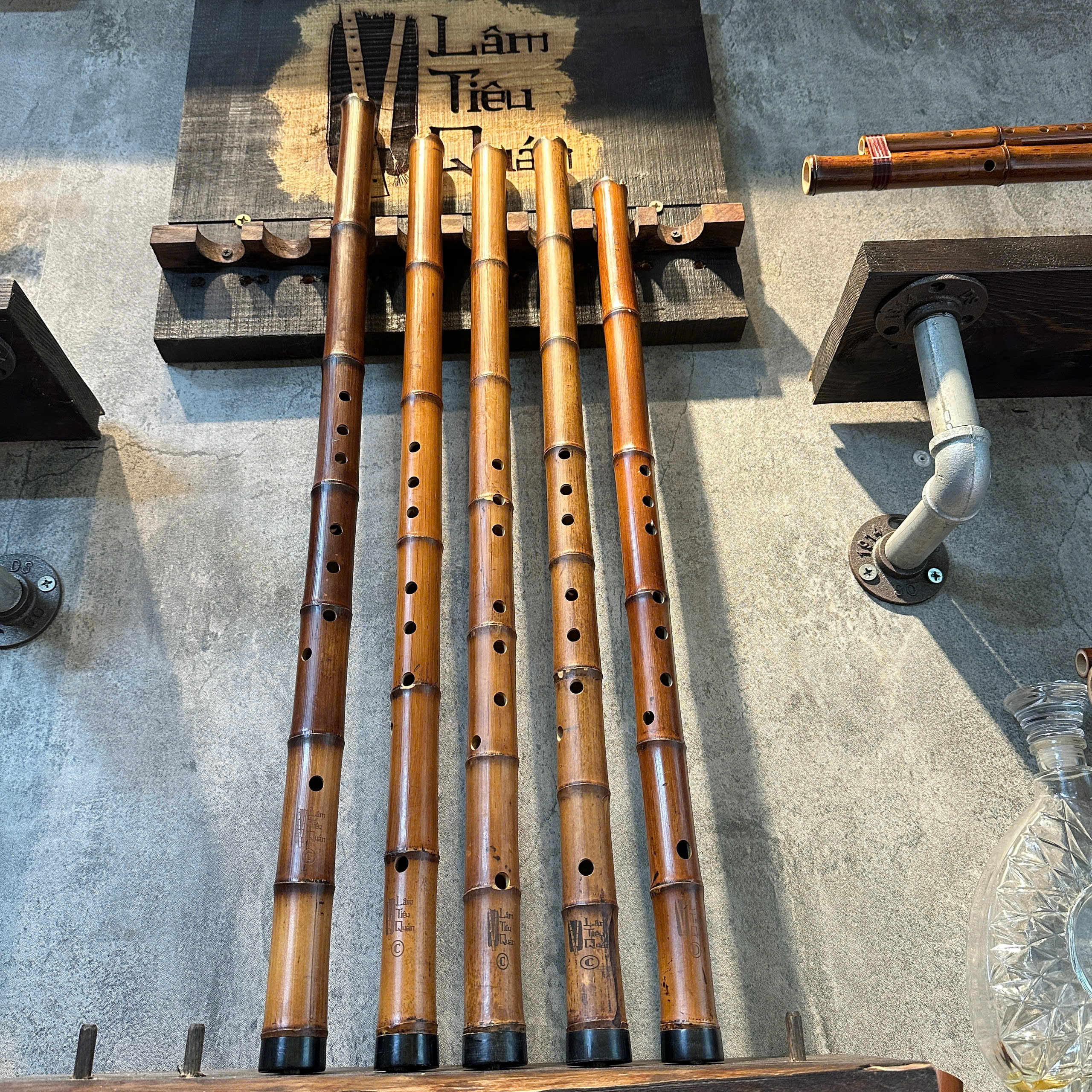 Tiêu trúc hun bọc sừng ( tặng kèm bao)